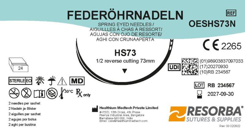 Голки хірургічні діаметром 1,4мм, ріжучі зворотні окружність 1/2, довжиною 73 мм